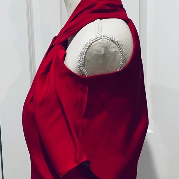 Robert Rodriguez Cherry Red Silk Off Shoulder Top - Picture 4 of 8